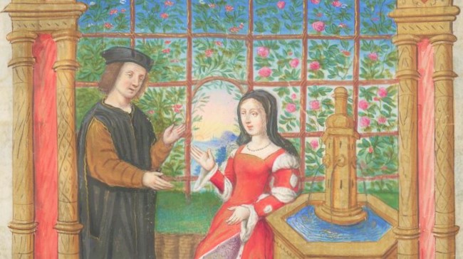 Complainte de Marguerite d’Autriche, Margarete von Österreich, Paris, nach 1509, fol. 13v (Detailaufnahme) |Pergament, 35×23,5 | Wien, Österreichische Nationalbibliothek, Sammlungen von Handschriften und alten Drucken, Sign. Cod. 2584 |© Österreichische Nationalbibliothek, Bildarchiv und Grafiksammlung, Wien.